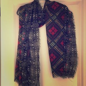 NWOT Plaid and Patterned Scarf w/ Gems!